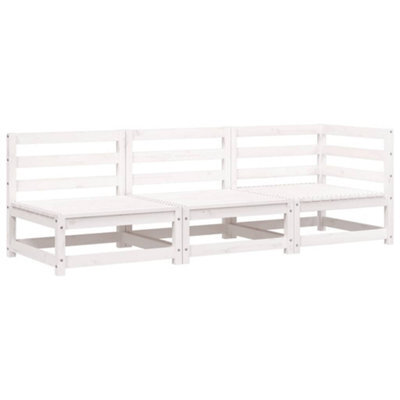 Berkfield Durable Garden Sofa 3-Seater White Solid Wood Pine