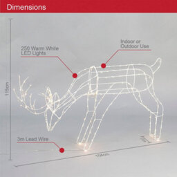 The Christmas Workshop Light-Up Grazing Reindeer / Outdoor Decoration With 250 Warm White Led Lights - thumbnail 3