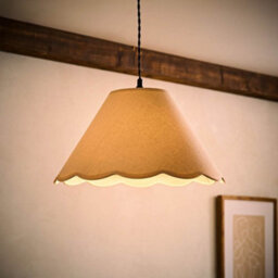 Valuelights Florie Large Natural Linen Tapered Light Shade With Scallop Trim And Bulb (D)41Cm