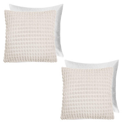 OHS 2 Pack Bobble Filled Cushion Cover , Cream - 45 X 45Cm - image 1