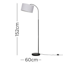 Valuelights Modern Designer Style Black Curved Stem Floor Lamp With Grey Drum Shade - thumbnail 7