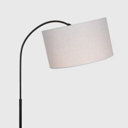 Valuelights Modern Designer Style Black Curved Stem Floor Lamp With Grey Drum Shade - thumbnail 3