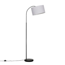 Valuelights Modern Designer Style Black Curved Stem Floor Lamp With Grey Drum Shade - thumbnail 2