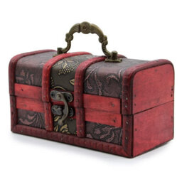 Large Colonial Style Decorative Storage Box Gold Panel Finish