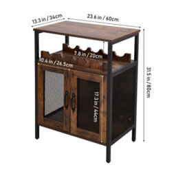 Thehotsale Wooden Wine Bar Cabinet With Wine Rack And Stemware Holders, 60 Cm W X 34 Cm D X 80 Cm H - thumbnail 8