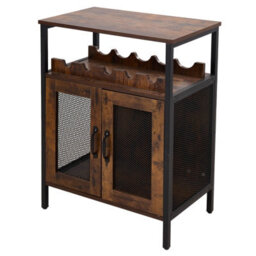 Thehotsale Wooden Wine Bar Cabinet With Wine Rack And Stemware Holders, 60 Cm W X 34 Cm D X 80 Cm H - thumbnail 5