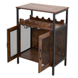 Thehotsale Wooden Wine Bar Cabinet With Wine Rack And Stemware Holders, 60 Cm W X 34 Cm D X 80 Cm H - thumbnail 6