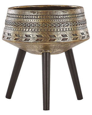 Beliani Grey Concrete-Style Plant Stand 30 X 30 Cm With Solid Beechwood Base Modern Industrial - image 1