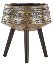 Beliani Grey Concrete-Style Plant Stand 30 X 30 Cm With Solid Beechwood Base Modern Industrial - thumbnail 1