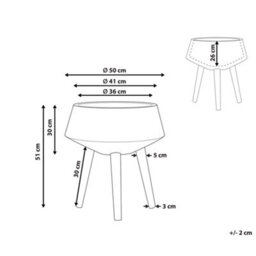 Beliani Grey Concrete-Style Plant Stand 30 X 30 Cm With Solid Beechwood Base Modern Industrial - thumbnail 3