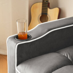 Matteo 3-In-1 Expandable Single Sofa Bed With Drink Holders And Phone Holder - Dark Gray - thumbnail 5