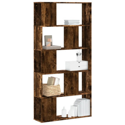 Berkfield Bookcase 5-Tier Smoked Oak 80.5X23.5X162.5 Cm Engineered Wood - image 1
