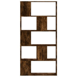 Berkfield Bookcase 5-Tier Smoked Oak 80.5X23.5X162.5 Cm Engineered Wood - thumbnail 3