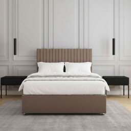 REGIONAL FURNISHINGS Divan Bed Set Mink Plush Velvet Upholstered With 24Inch Headboard 2Drawers Footend & No Mattress In 4Ft 4Ft6 5Ft 6Ft Sizes - thumbnail 3