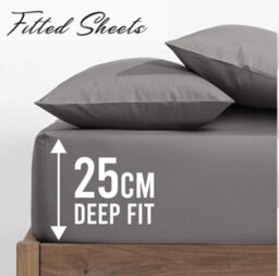 Ameha Plain  Microfiber Fitted Sheet 25Cm Deep Pocket- Hypoallergenic Easy Care Grey Fitted Sheets Super King Bedsheet (180X200Cm) - thumbnail 1