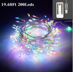 Amorly Led String Lights, 19.68Ft 200Leds, With Remote Control, For Parties, Indoor And Outdoor Lighting, Garden Decoration (Multicolour) - thumbnail 1