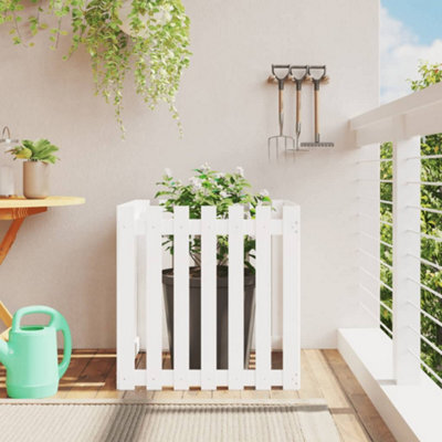 Berkfield Garden Planter With Fence Design White 70X70X70 Cm Solid Wood Pine - image 1