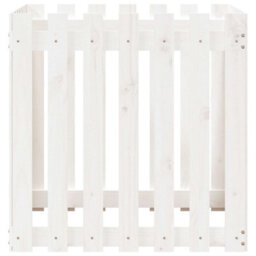 Berkfield Garden Planter With Fence Design White 70X70X70 Cm Solid Wood Pine - thumbnail 5