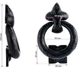 Betley Butterfly Ring Door Knocker 95mm Black Cast Iron Antique Traditional Front Cottage Knock - thumbnail 2