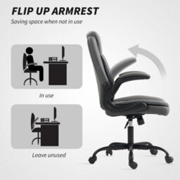 Homcom Pu Leather Office Desk Chair With Thick Cushion, Charcoal Grey - thumbnail 7
