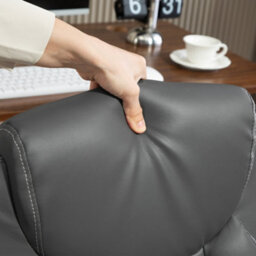 Homcom Pu Leather Office Desk Chair With Thick Cushion, Charcoal Grey - thumbnail 9