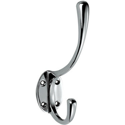Victorian Hat & Coat Hook On Oval Backplate 64mm Projection Polished Chrome - image 1