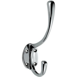 Victorian Hat & Coat Hook On Oval Backplate 64mm Projection Polished Chrome