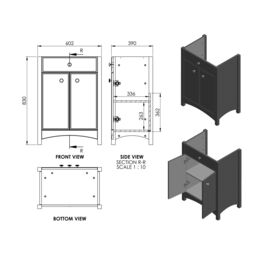 Exbury Sea Green Ash Freestanding Vanity Unit & Basin Set (W)610mm (H)835mm - thumbnail 4
