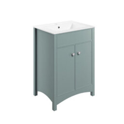 Exbury Sea Green Ash Freestanding Vanity Unit & Basin Set (W)610mm (H)835mm - thumbnail 1