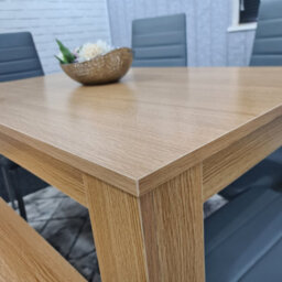 Kosy Koala Oak Effect Dining Table Set With 4 Grey Faux Leather Chairs And Bench Dining Room Furniture - thumbnail 8