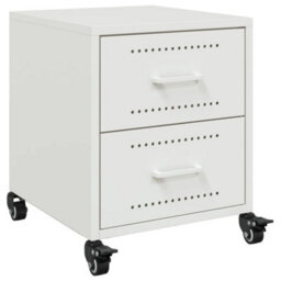 Berkfield Bedside Cabinet White 36X39X43.5 Cm Steel - thumbnail 2