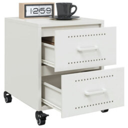 Berkfield Bedside Cabinet White 36X39X43.5 Cm Steel - thumbnail 4