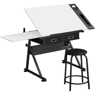 Yaheetech Drawing Table And Stool Set With Adjustable Angles White - image 1