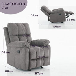 Manual Recliner Sofa, Fabric Upholstery Recliner Armchair - thumbnail 6