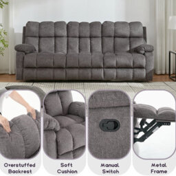 Manual Recliner Sofa, Fabric Upholstery Recliner Armchair - thumbnail 7
