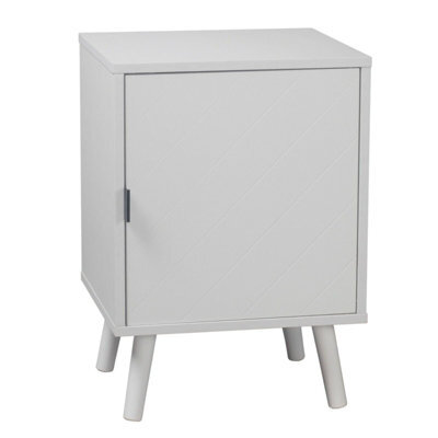 Urbn-Living Urbnliving Height 57Cm Hanover 1 Door Modern Lined Wooden Bedroom Bedside Colour White Cabinet Nightstand Side Table - image 1