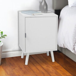 Urbn-Living Urbnliving Height 57Cm Hanover 1 Door Modern Lined Wooden Bedroom Bedside Colour White Cabinet Nightstand Side Table - thumbnail 2
