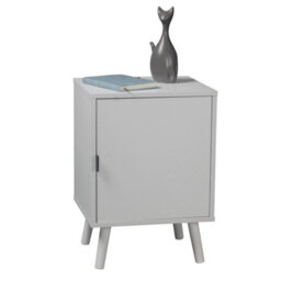 Urbn-Living Urbnliving Height 57Cm Hanover 1 Door Modern Lined Wooden Bedroom Bedside Colour White Cabinet Nightstand Side Table - thumbnail 3