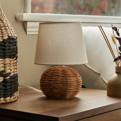 Inlight Peiros Ball Round Matt Natural Rattan Effect Table Lamp - image 1
