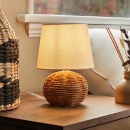 Inlight Peiros Ball Round Matt Natural Rattan Effect Table Lamp - thumbnail 8