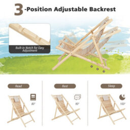Gainoom 2Pcs Outdoor Adjustable Sling Chair Reclining Lounger With 3 Adjustable Positions & Cushioned Headrest - thumbnail 7