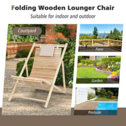 Gainoom 2Pcs Outdoor Adjustable Sling Chair Reclining Lounger With 3 Adjustable Positions & Cushioned Headrest - thumbnail 4
