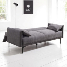 OAT Home Padstow Fabric Modern Pillow Style 3 Seater Clic Clac Sofa Bed - Charcoal Grey - thumbnail 3
