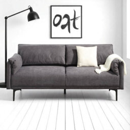 OAT Home Padstow Fabric Modern Pillow Style 3 Seater Clic Clac Sofa Bed - Charcoal Grey - thumbnail 2