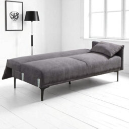 OAT Home Padstow Fabric Modern Pillow Style 3 Seater Clic Clac Sofa Bed - Charcoal Grey - thumbnail 4