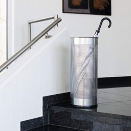 Durable Modern Perforated Steel Umbrella Stand - 29 Litre Silver - thumbnail 4
