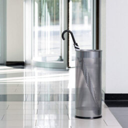 Durable Modern Perforated Steel Umbrella Stand - 29 Litre Silver - thumbnail 3