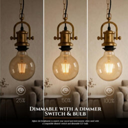 Led Vintage Pendant Light Kit - Adjustable E27 Lamp Holder With 1M Yellow Brass Chain For Home, Kitchen And Bar Lighting. - thumbnail 6