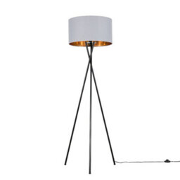 Valuelights Camden Black Tripod Floor Lamp With Grey/gold Shade - thumbnail 1