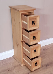 Mercers Furniture Corona 4X1 Cd Unit 4 Drawer Storage Tower Solid Wood Pine Wooden With Mexican Styling - thumbnail 6